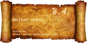 Welter Anett névjegykártya